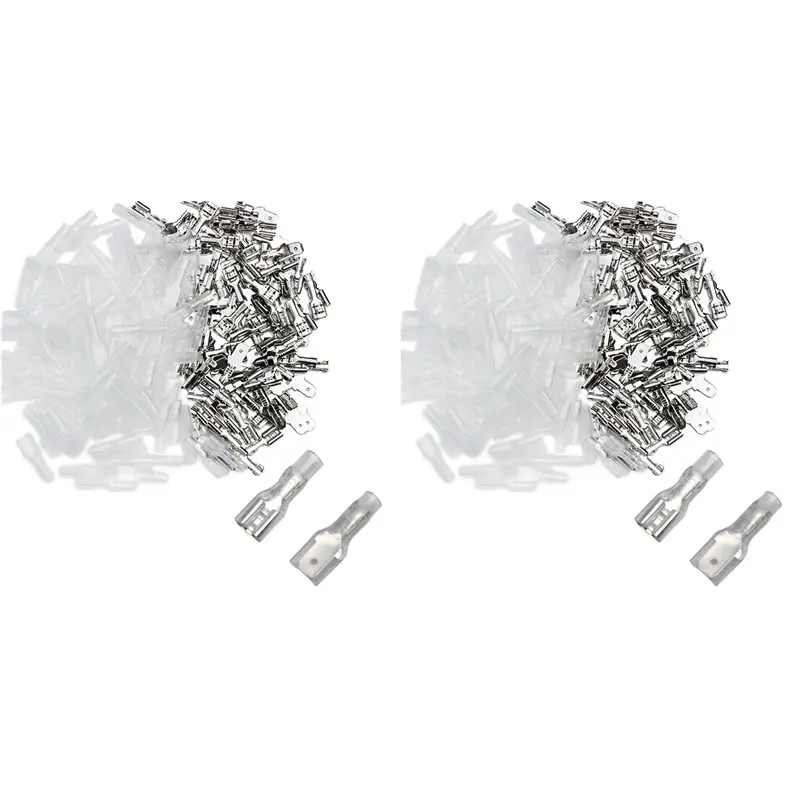 ABUN-400PCS Male/Female Spade Crimp Terminals Electrical Insulating Sleeve Wire Wrap Connector, 4.8MM