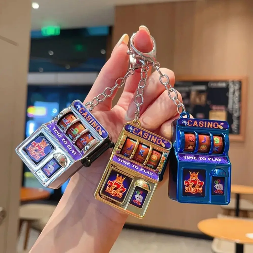 Fashion Slot Machine Keychain Mini Lucky Jackpot Fruit Slot Pendant Novelty Creative Bag Charm Car Key Ring Funny Bag Decor Gift