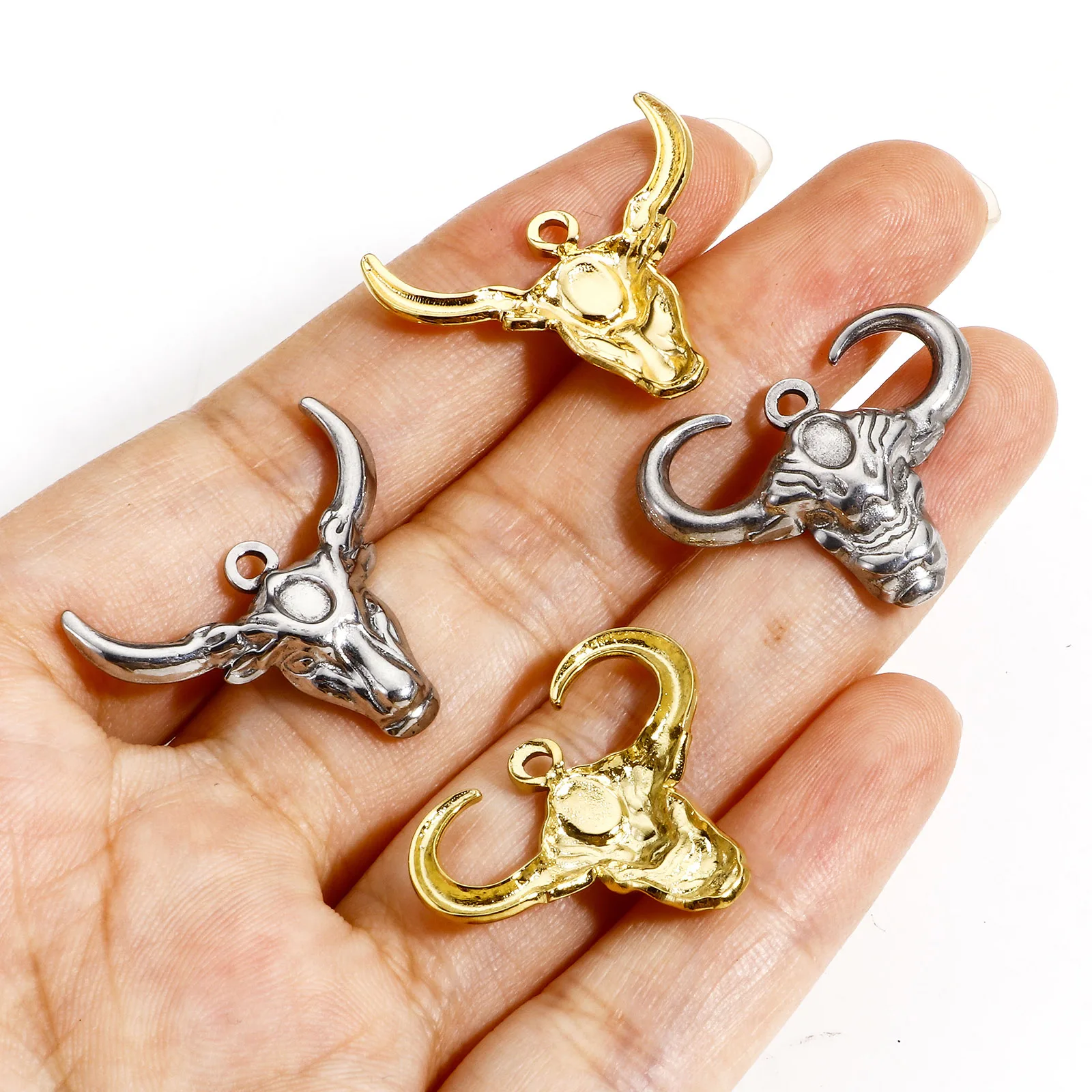 1 Piece 304 Stainless Steel Animal Charms Bull Skull Eagle Pendants For Diy Jewelry Making Findings Men Punk Necklace Supplies