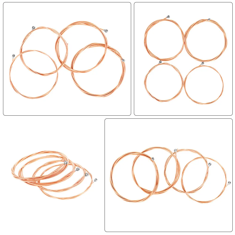 

4pcs Bass Strings Wood Replacement Alloy Wrapped Durable Metal String Kit For Guitar Bassists Beginners Professionals