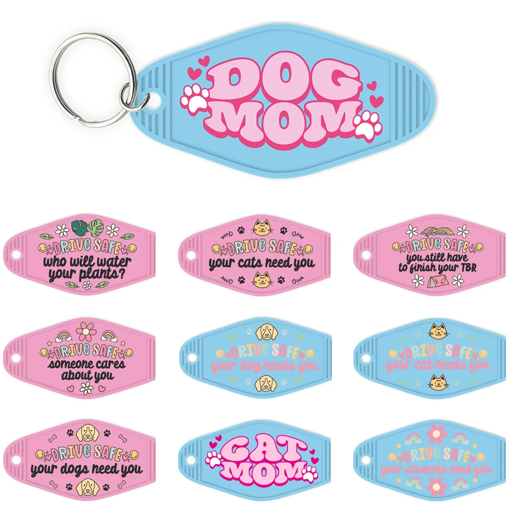 

Dog Cat Mom Positive Quotes High Quality WaterProof UV DTF Sticker For Motel Hotel Keychain