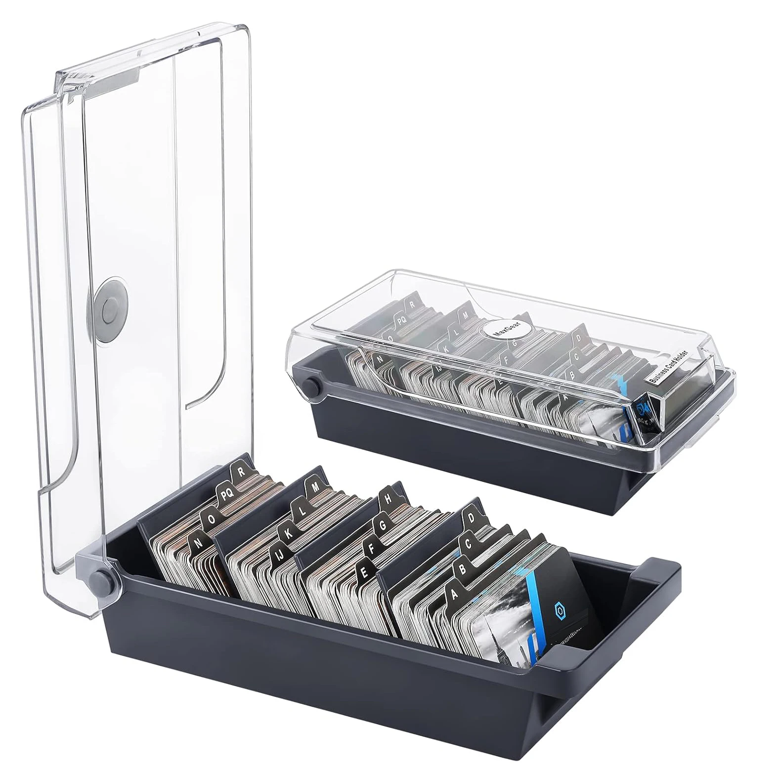 Business Card Holder for Desk Organizer Case Box Storage Clear Holds 500 Cards 2.2