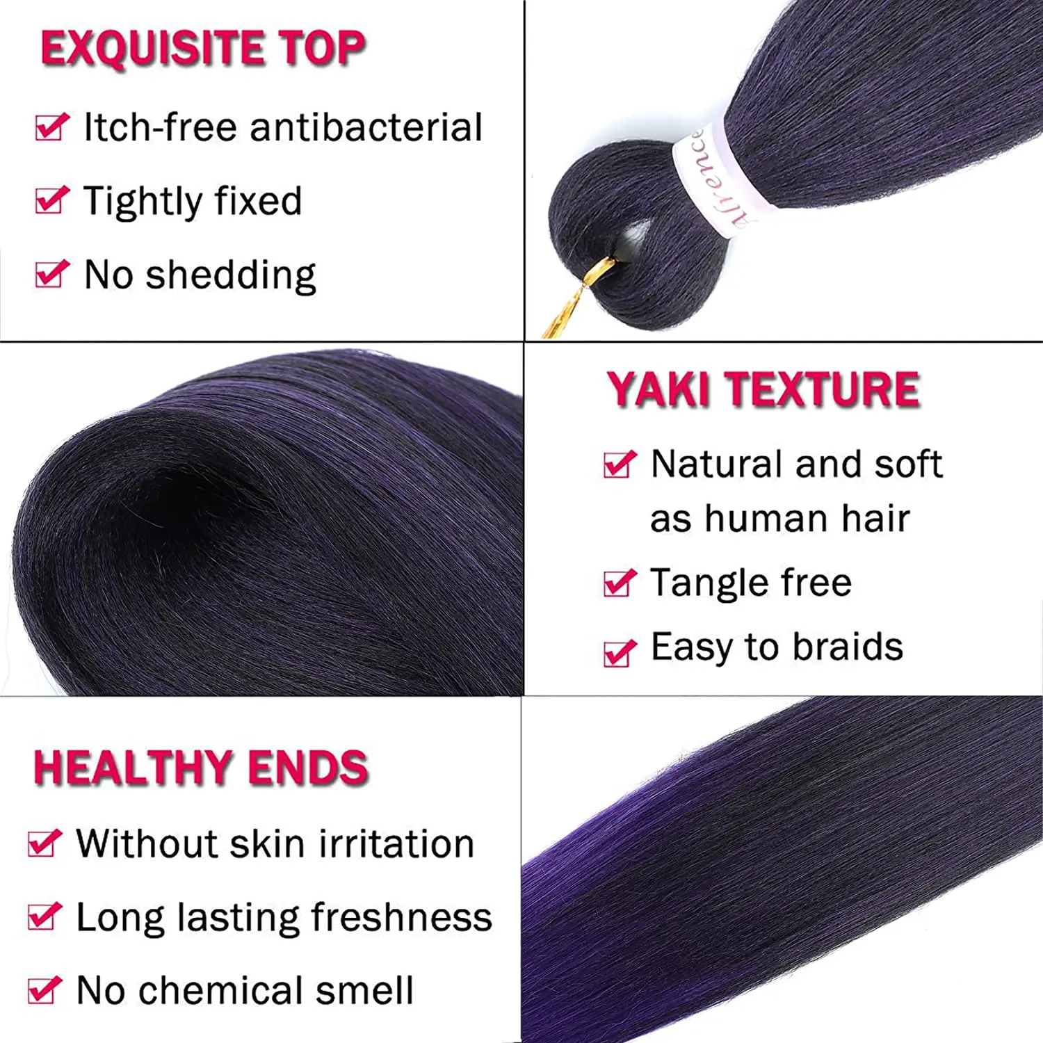 Extensiones de cabello trenzado ombré, cabello sintético para trenzar, juego de agua caliente fácil, cabello trenzado Jumbo preestirado, 20/26 pulgadas, azul y rosa