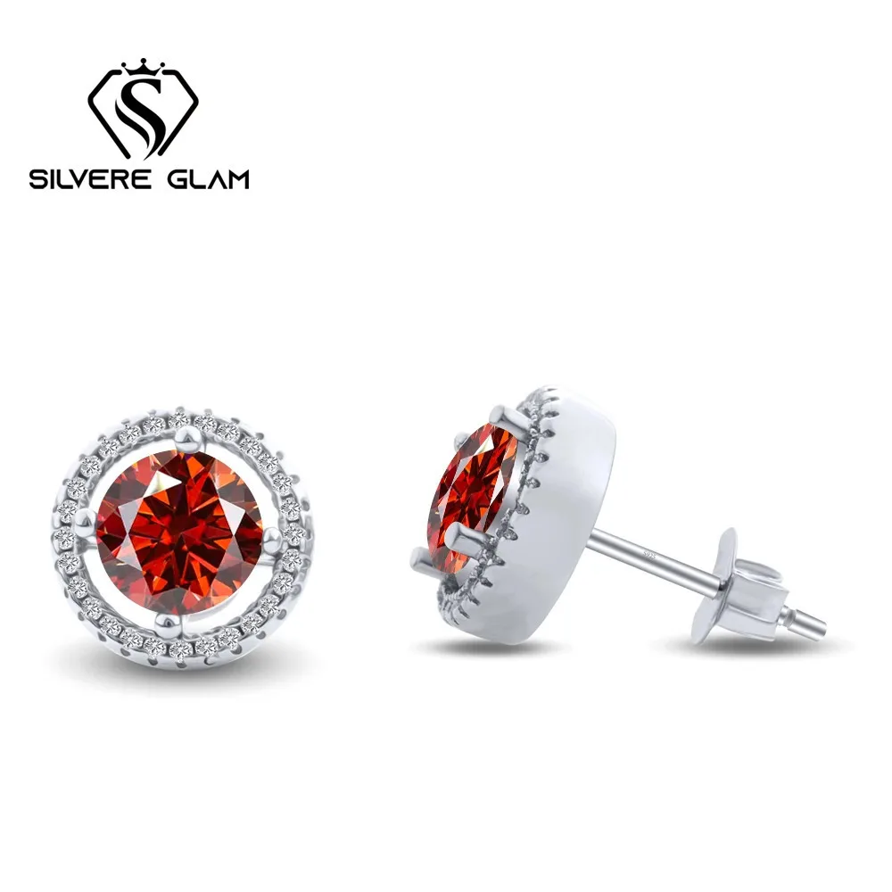 الكلاسيكية S925 حلَق من الفضّة الاسترليني دائرة متحدة المركز 1*2CT D اللون مويسانيتي غرامة مجوهرات النساء القوطي أقراط للحزب
