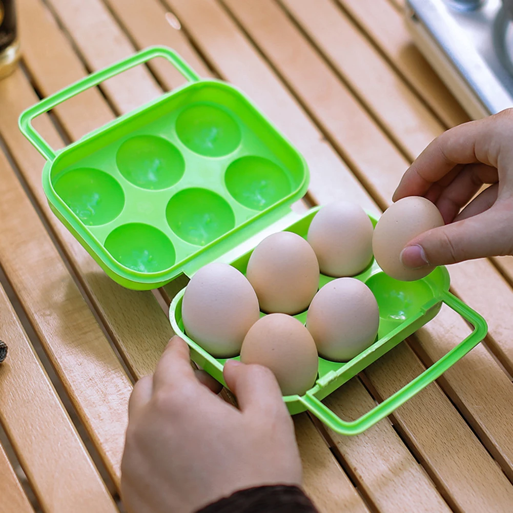 6-Grid Egg Protection Boxes Shockproof Egg Storage Cases Dropproof Eggs Protection Tray Non-slip with Handle for Outdoor Picnic
