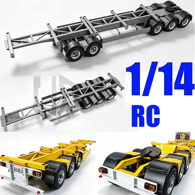 Metal Model Simulation Double Semi-trailer for 1/14 RC Truck for JXmodel Car
