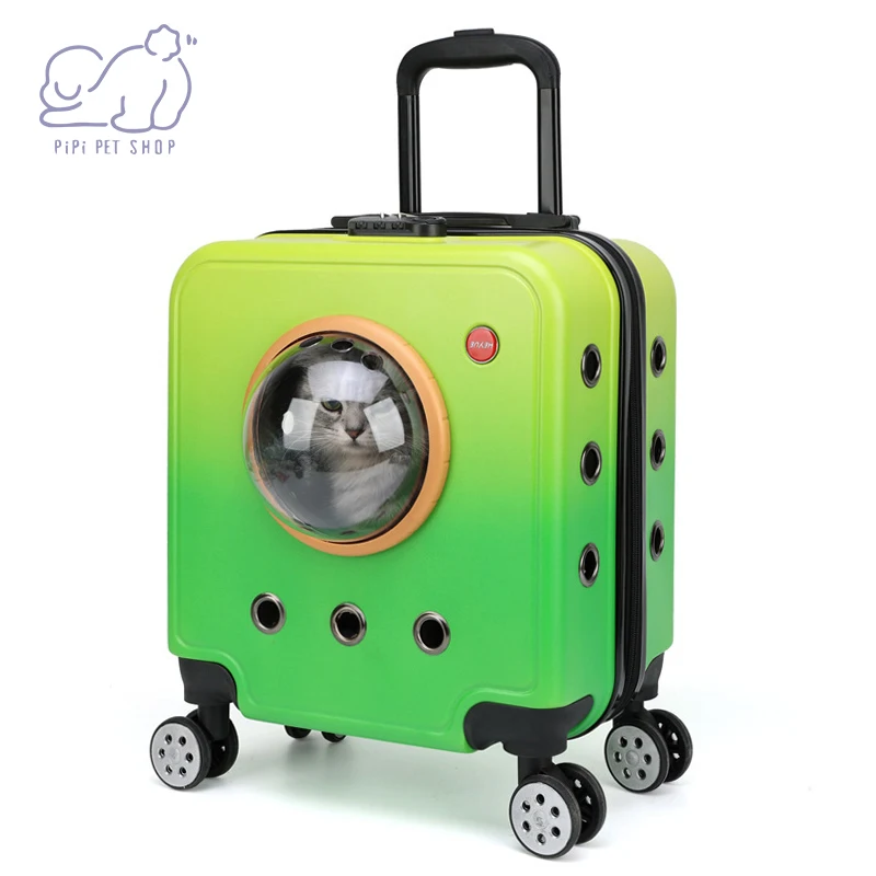 

Pet Dog Cat Trolley Carrying Suitcase Luggage with Wheels Breathable Carrier Stroller Travel Handbag Outing Portable Bubble Box