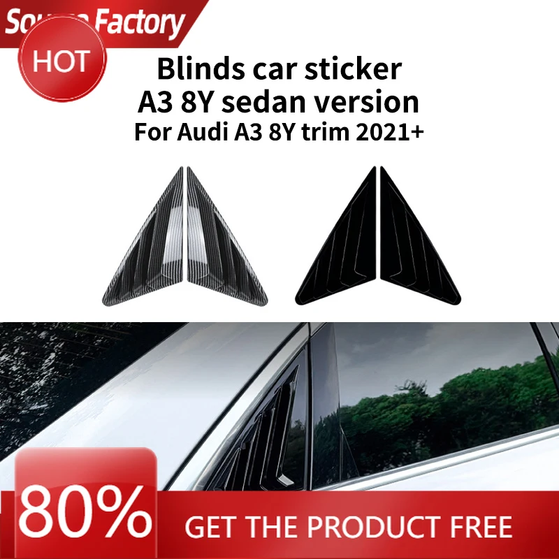 

Гоночный гриль для автомобиля Audi A3 8Y 2021 2022 2023 2024, жалюзи, треугольная наклейка на окно, внешняя модификация, мода N