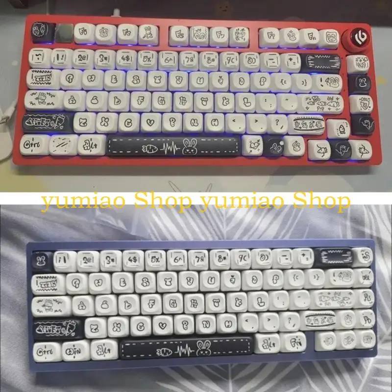 587B 130Keys/Set MOA Profile Customs Carrot  Keycaps PBT Dye Sublimation Keycaps for Mechanical Keyboards