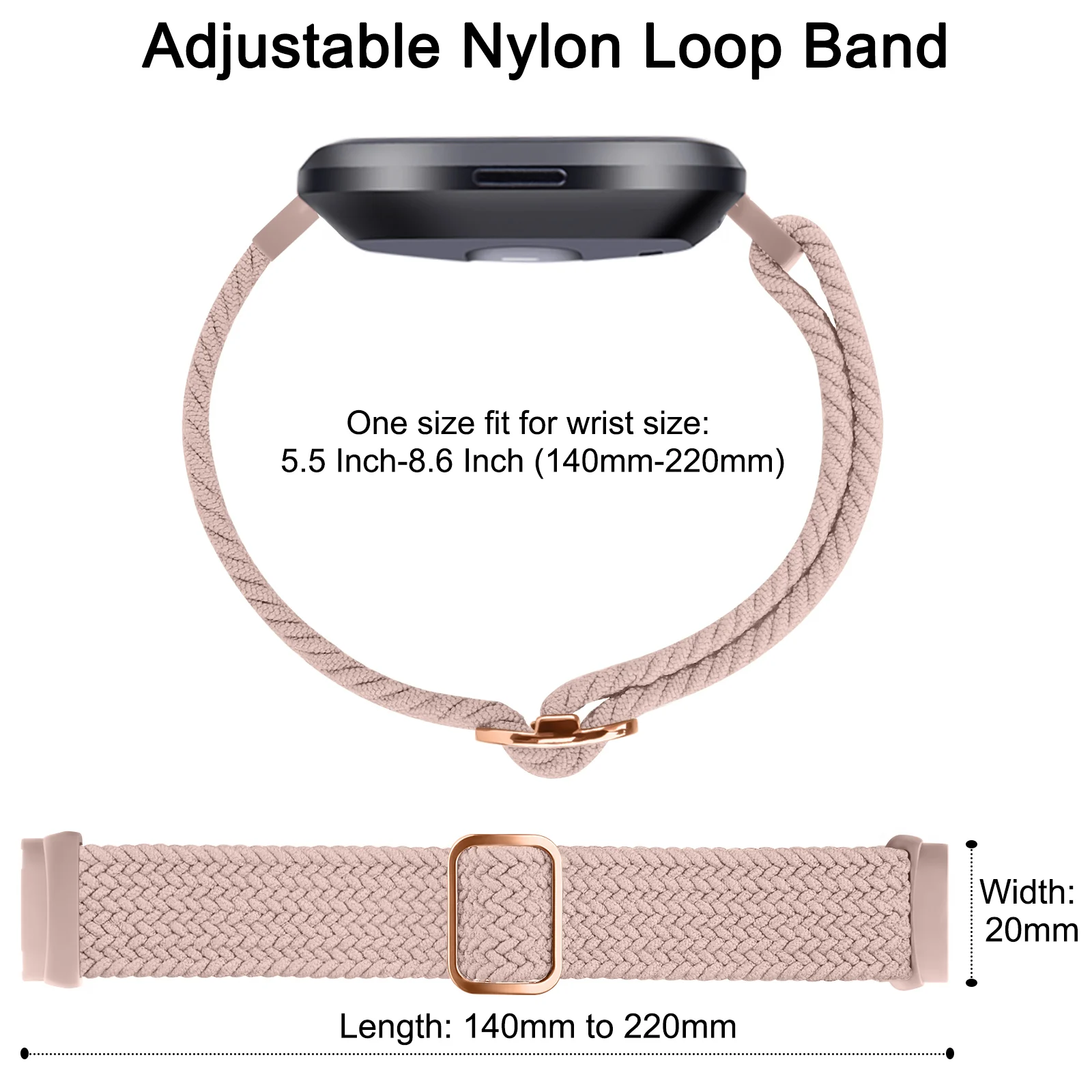 مطاطا مضفر حلقة الفرقة ل Fitbit العكس SE 2 3 4 حزام معصمه ل Fitbit تحسس 2/العكس لايت حزام الساعات سوار قابل للتعديل