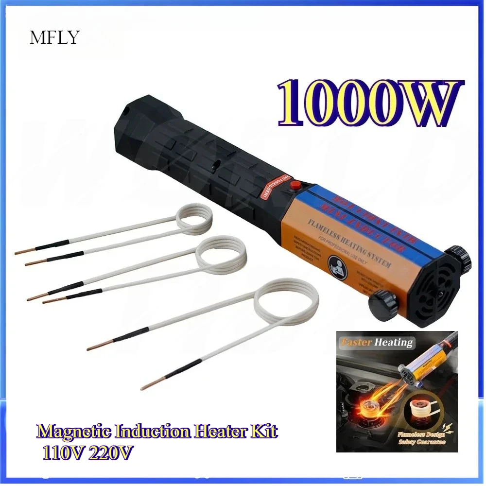 

1000W Magnetic Induction Heater Kit 110V 220V Automotive 1000W Flameless Heat Induction Heating Machine 3 Coils Car Repair Tool