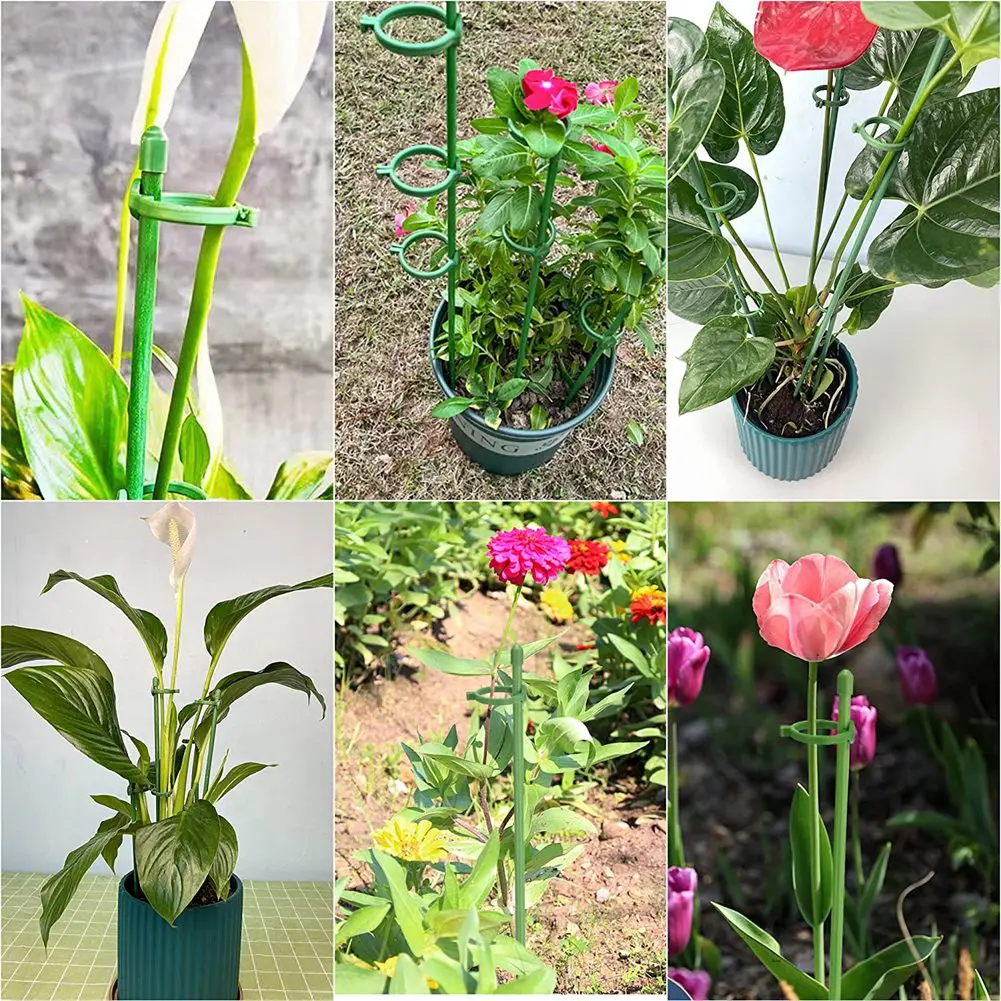 20 Pack Plant Support Stakes Plant Cage Support Rings Adjustable Garden Single Stem Floral-AT30