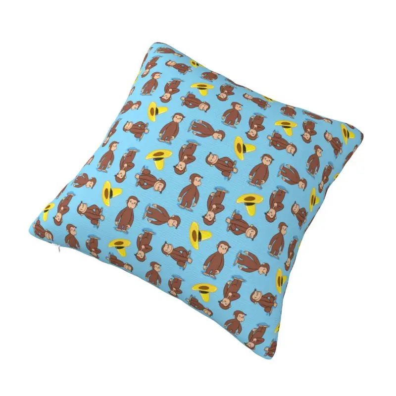 Custom George The Curious Anime Monkey And The Yellow Hat Pattern Throw Pillow Case Modern Cushion Cover Car Pillowcase