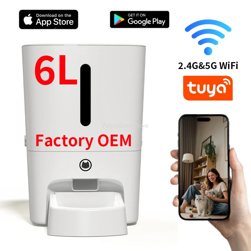 Top-Quality 6L Tuya APP Control WIFI Timed Automatic Cat Food Smart Pet Feeder With HD Camera