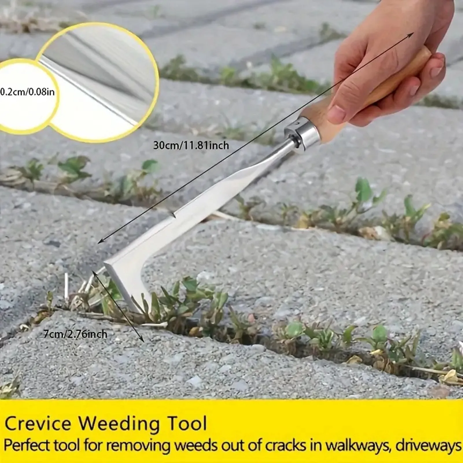 L-Shaped Crack Weeder Crevice Weeding Tool Portable Outdoor Weeder Stainless Steel Manual Weeder Handle Lawn Yard Gardening Tool