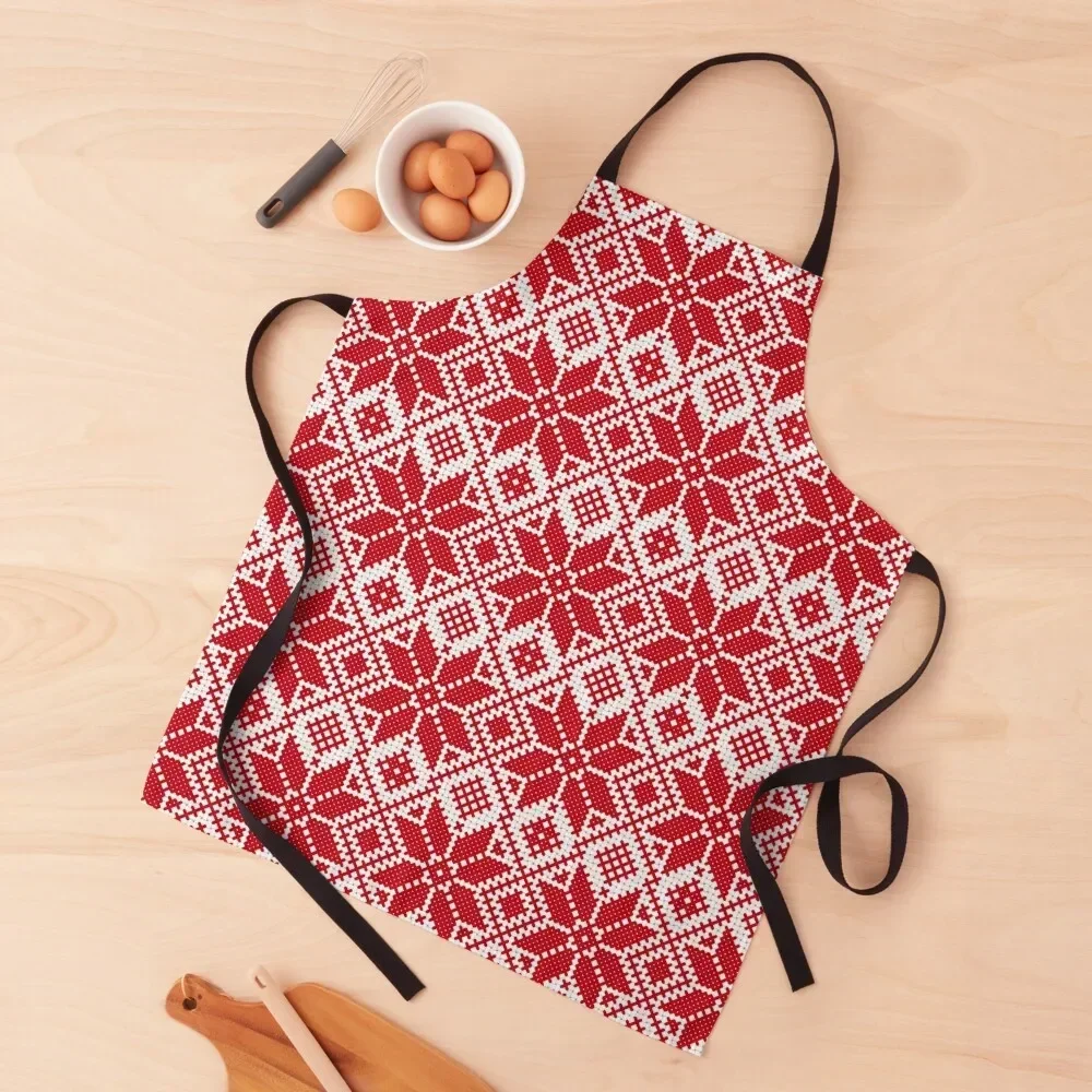 

White-red-white Belarus ornament Apron Bib For Kitchen Things For The Kitchen Kitchen Tools Apron