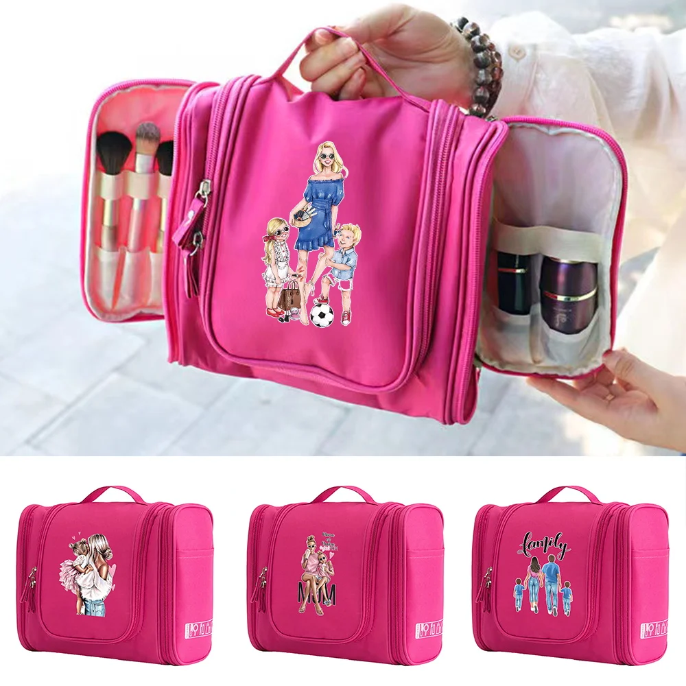 Make Up Case MakeUp Bag Handbag Zipper Cosmetic Bags Women Wash Pouch Hook Up Travel Toiletry Large Capacity Organizer Mom Print