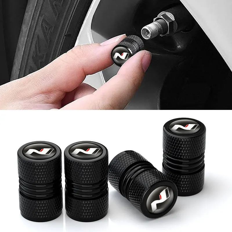 4PCS/LOT Car Stickers Universal Wheel Tire Valve Caps Accessories For Hyundai N Line i20 N Trucks Bikes Automobiles Car Styling