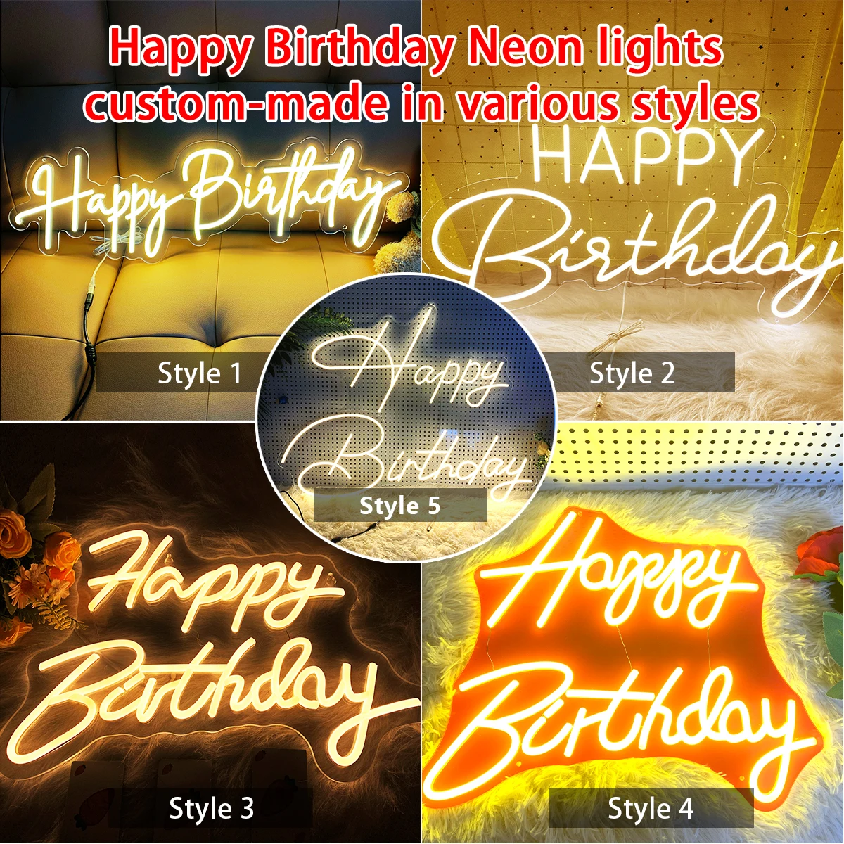 Happy Birthday Neon custom-made a variety of styles suitable for the selection of neon birthday party to create an atmosphere