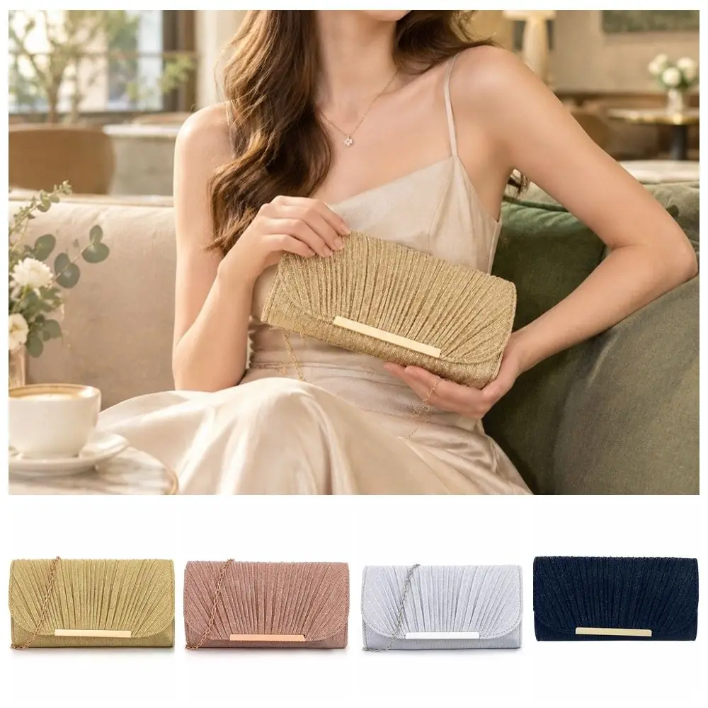 Exquisito bolso de noche con base redonda, diseño fruncido, superficie con brillo, bolso de mano tipo clutch, ideal para fiestas y eventos.