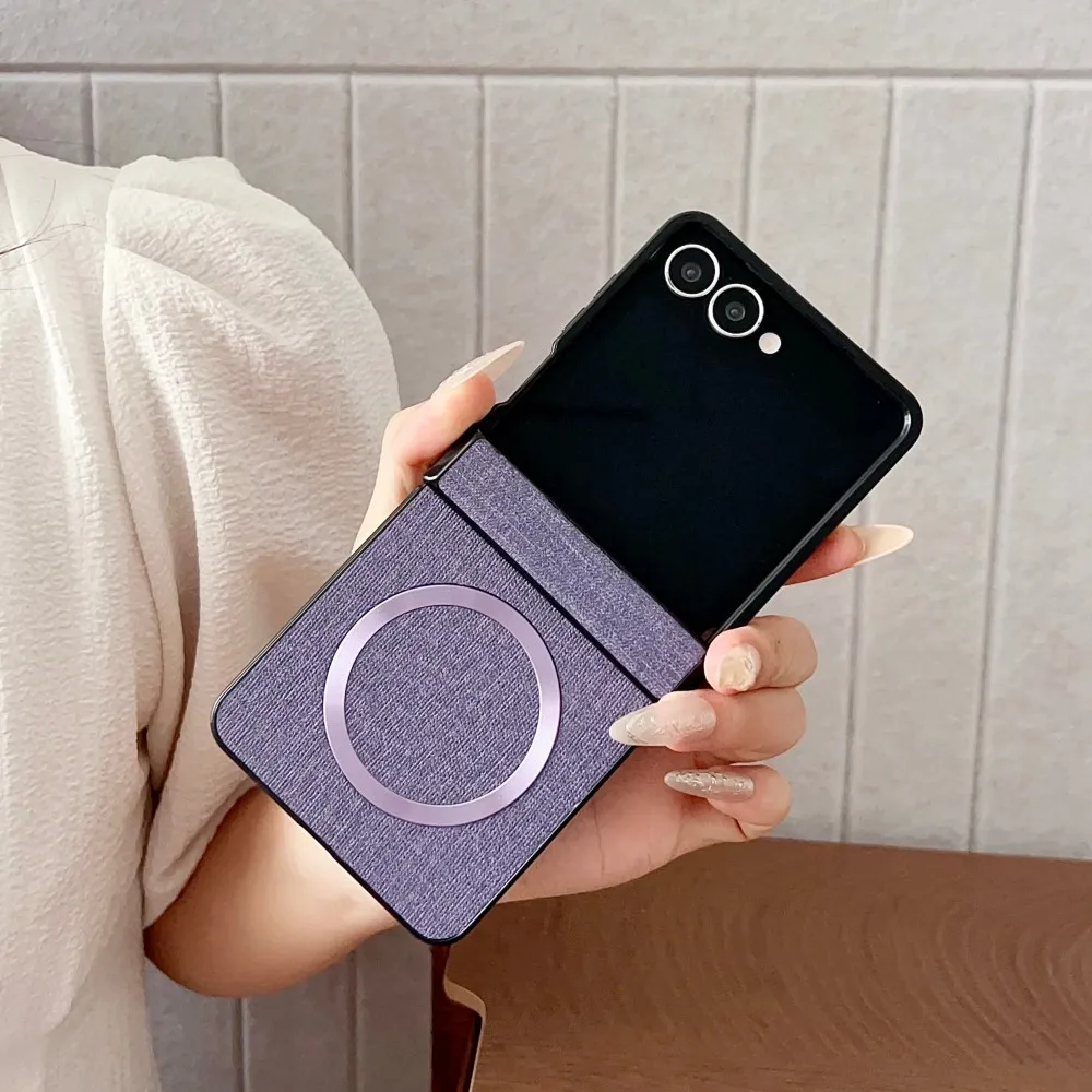 Business Simple Fabric Nylon PC for Magsafe Phone Case For Samsung Galaxy Z Flip 8 7 FE 6 5 4 3 5G Hinge Protect Anti-drop Cover view 6