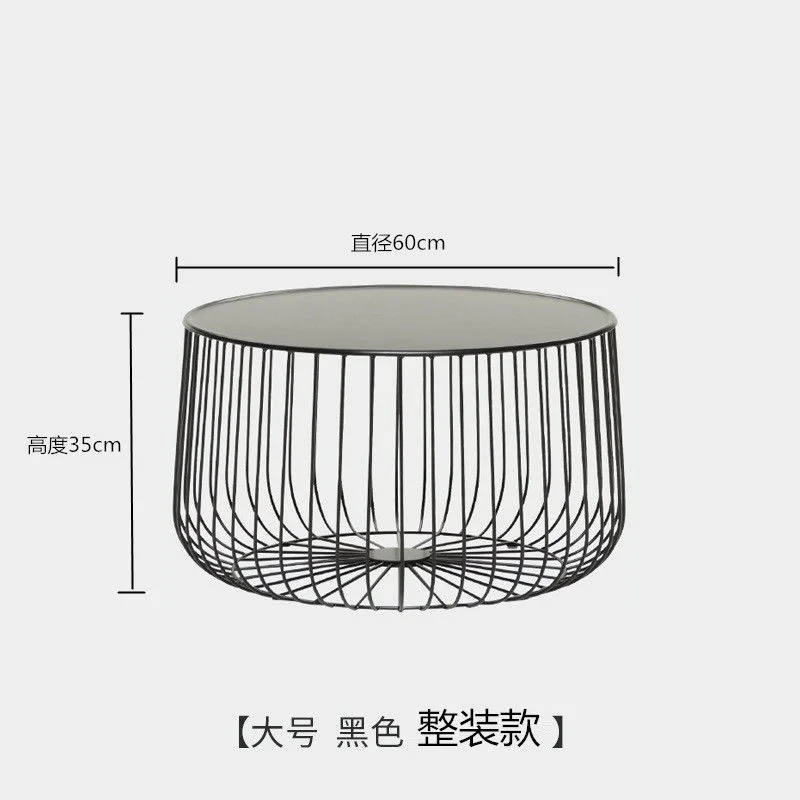 Mesa de té de calabaza de hierro Simple nórdica, mesa lateral de Arte de estilo Industrial, mesas de centro con forma de jaula de pájaros de lujo,