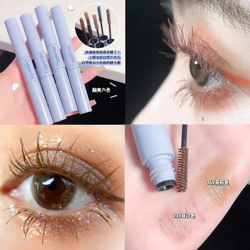 Kleur Dubbele Kop Mascara Waterdichte Slanke Krul Langdurige Niet-Smudding Mascara Cos Paars Blauw