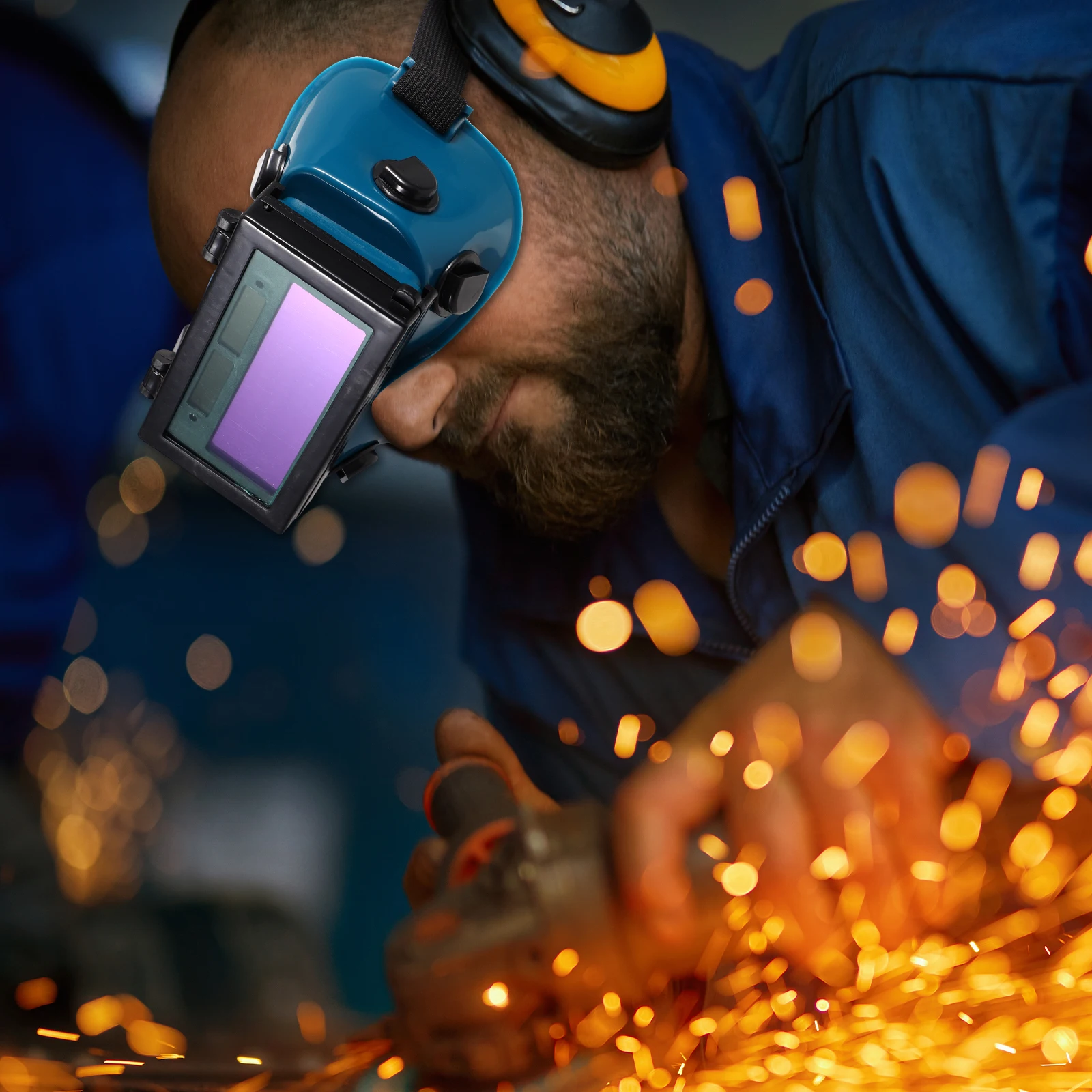 Electric Welding Mask Flip-Up Design Soft Frame Adjustable Headband Anti-Scratch Coating Strong Light Protection Welding