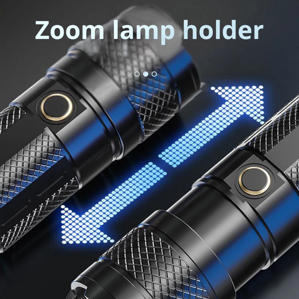 USB Rechargeable LED Flashlight High Lumens Tactical Torch 9 lighting modes Waterproof Outdoor Camping Riding Hiking Lantern