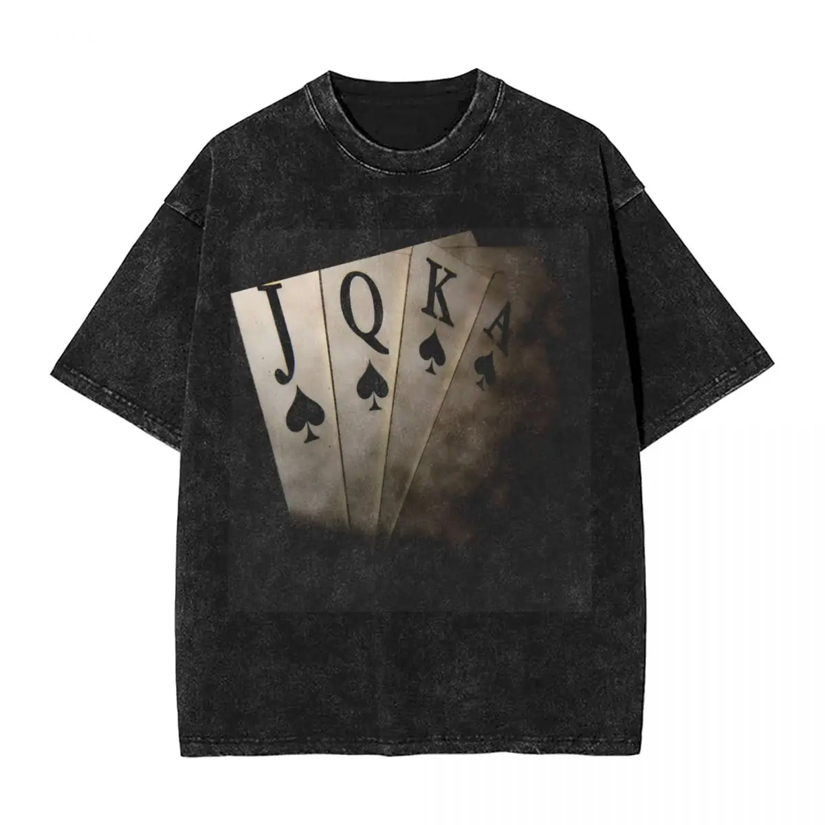 Men T Shirt 3D Playing Card Digital Style Print Washed T Shirts Harajuku Beach Tees Vintage Simple Casual Clothes Dropshipping