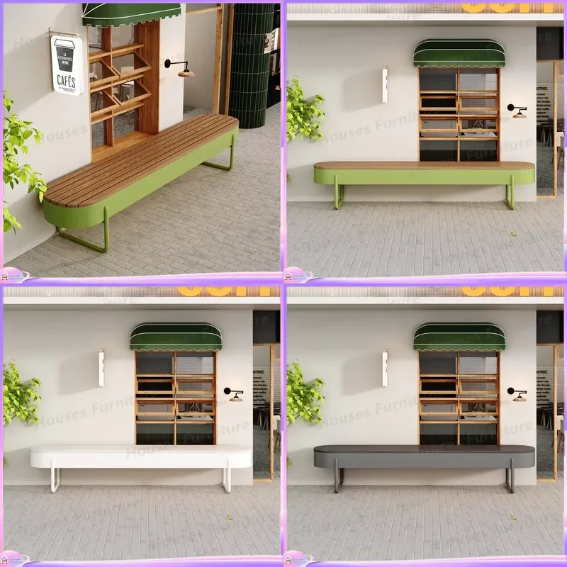 Outdoor Iron Bench Garden Park Square Seat Anti Rust Corrosion Resistant Metal Bench for School Leisure Patio Backyard