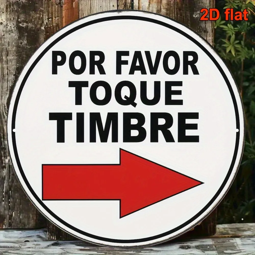 CIFBUY Vintage Round Spanish Please Ring Bell Aluminum Wall Art Waterproof Durable Metal Sign for Porch Kitchen Living Room