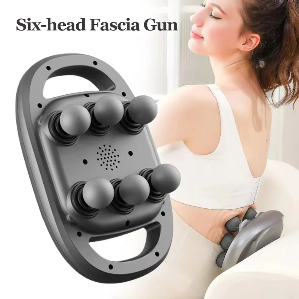 Six-head Fascia Gun Wireless Waist and Back Massager High-Frequency Vibration Body Relaxation Massager Shoulder Calf Massage Gun