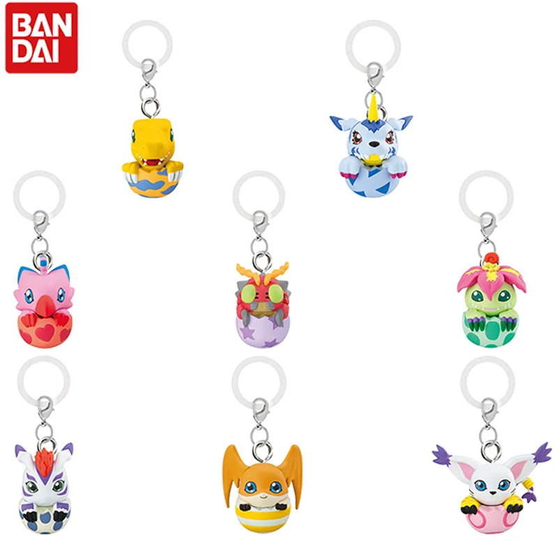

8pcs/set Original Bandai Digimon Adventure Character Adventure Tag Pendant Umbrella Hanging Twisted Egg Model Toys Gift
