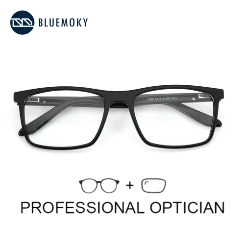 BLUEMOKY (tamaño XL) Gafas graduadas de acetato con estilo, gafas fotocromáticas/progressivas cuadradas antiluz azul para hombres