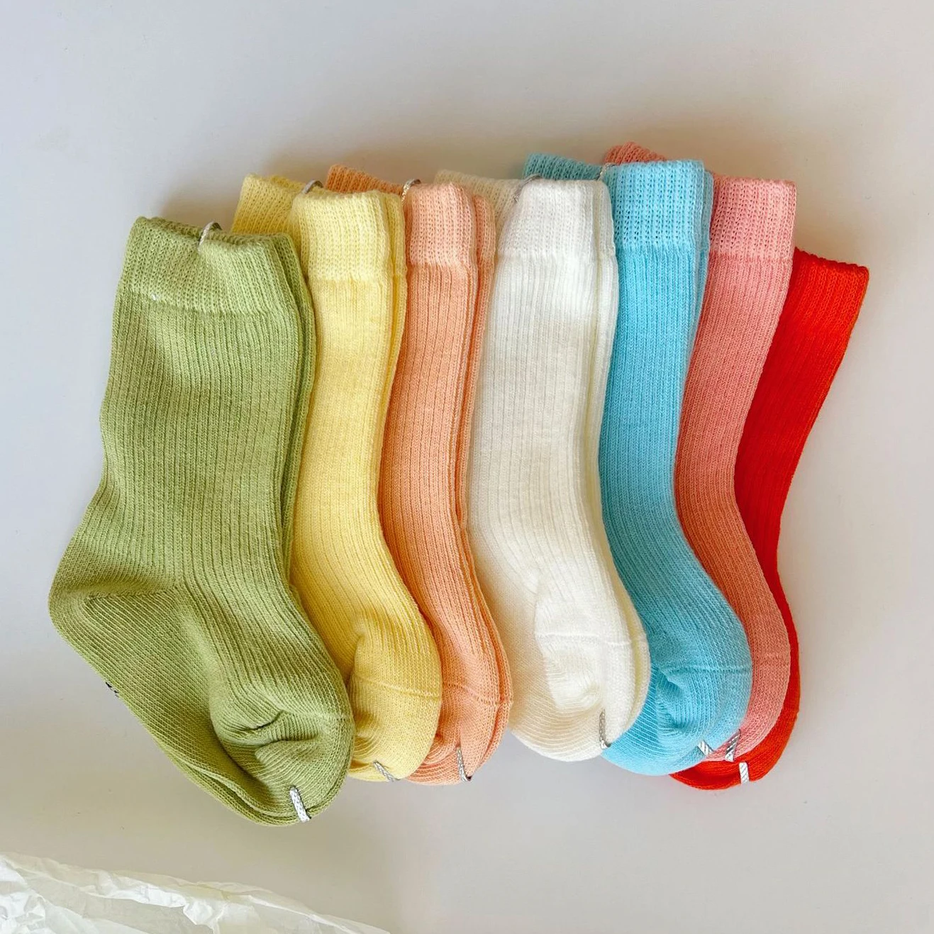 

Spring Summer Newborn Infant Sports Short Ankle Floor Socks 2032 New Baby Korean Candy Color White Kids Cotton High Long Socks