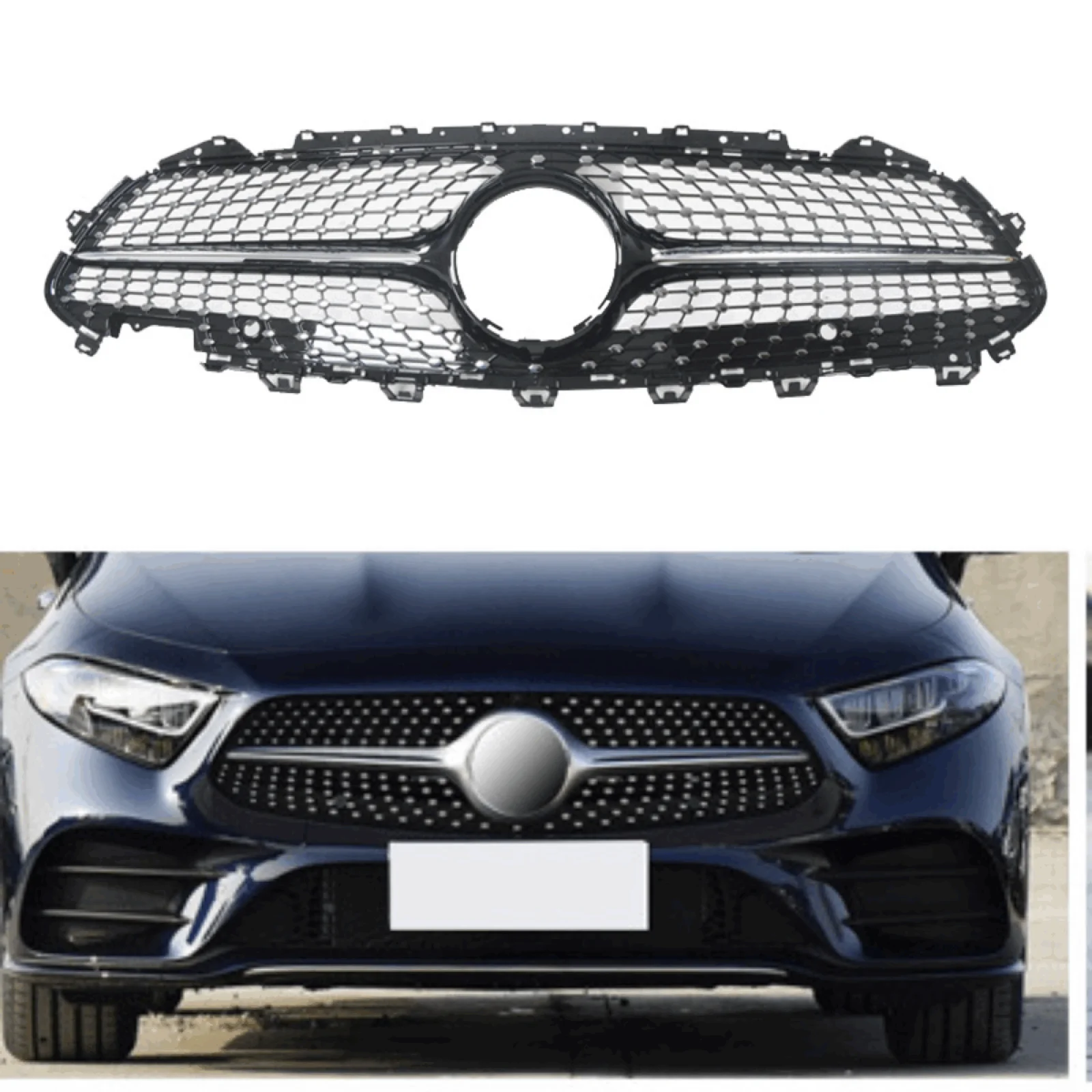 Diamond Look Front Upper Grille Chrome For Mercedes CLS C257 W257 CLS450 2019-2021