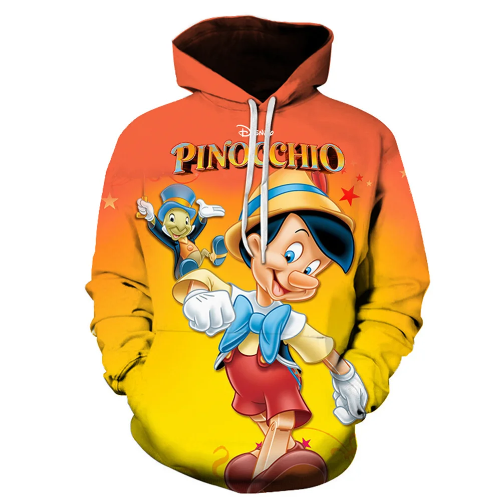 Disney Pinocchio Men Women Hoodies Casual Hip Hop Streetwear Long Sleeves Sweatshirts Boys Girls Autumn Tops Coats