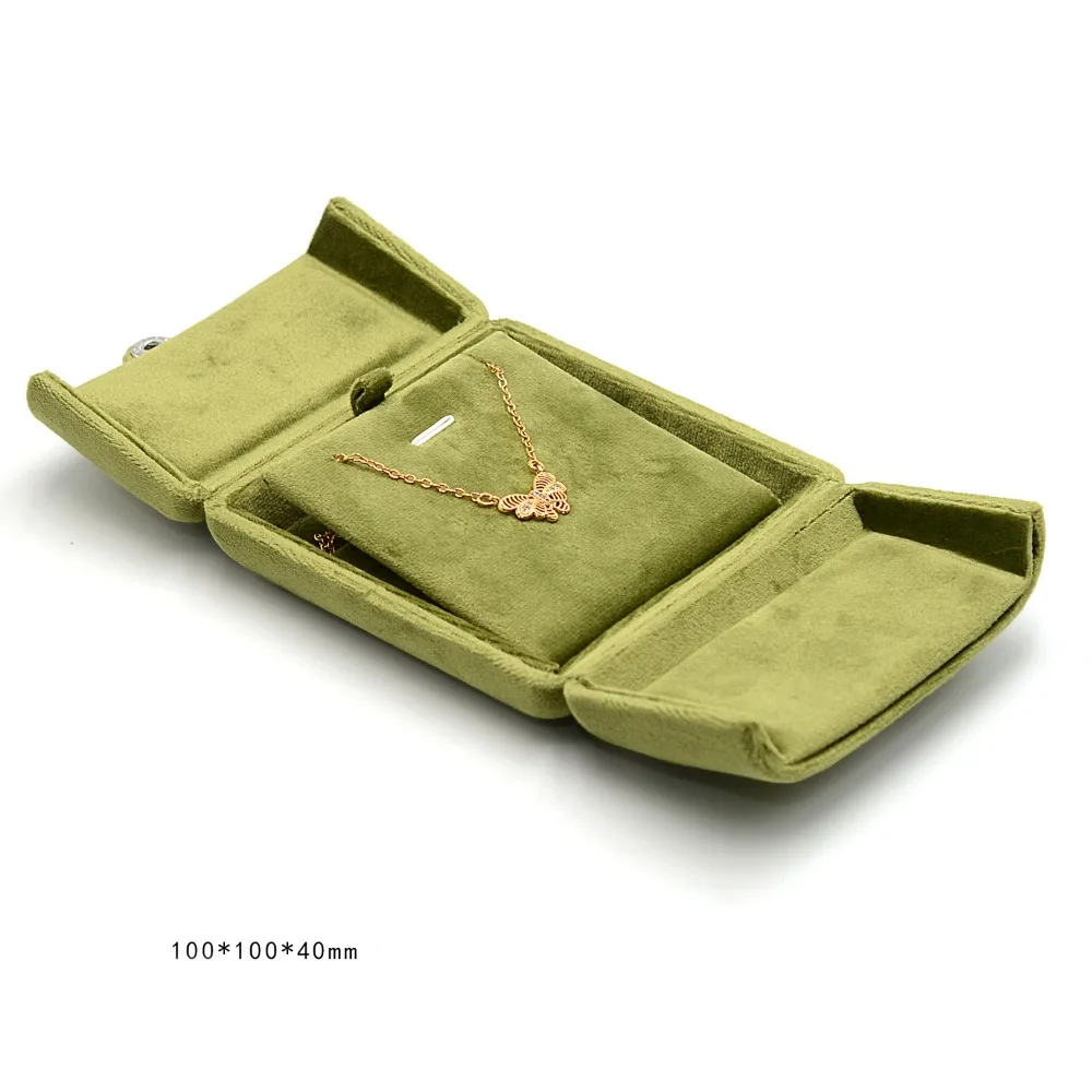 

New Velvet Necklace Storage Box Double Door Solid Color Jewelry Display Box Multi-functional Rings Bearer Box