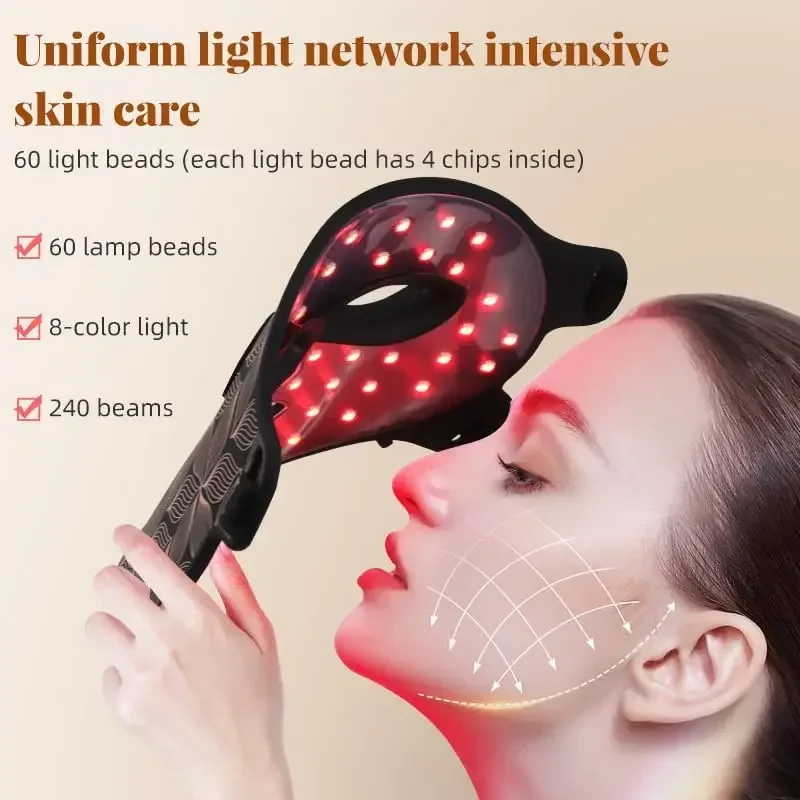 8-kleuren LED-lichttherapiemasker Rood licht Infrarood Zachte siliconen Anti-aging Geavanceerde foton Huidverzorging Gezichtsbedekking