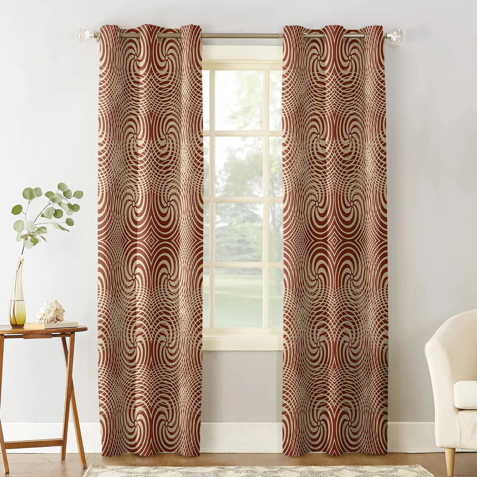 Water Wave Pattern Abstract Embellishment Circle Curtains for Living Room Kids Bedroom Window Curtain Hall Drape Long Cortinas