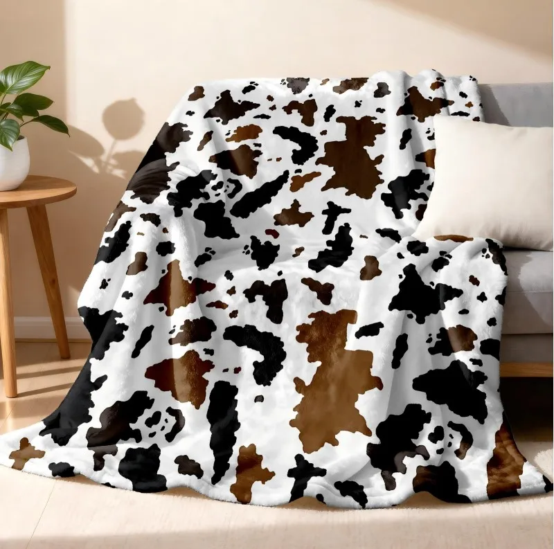 Manta de franela con patrón de piel de animales, manta fina suave y cálida, regalos festivos para uso en toda la temporada,1 ud.