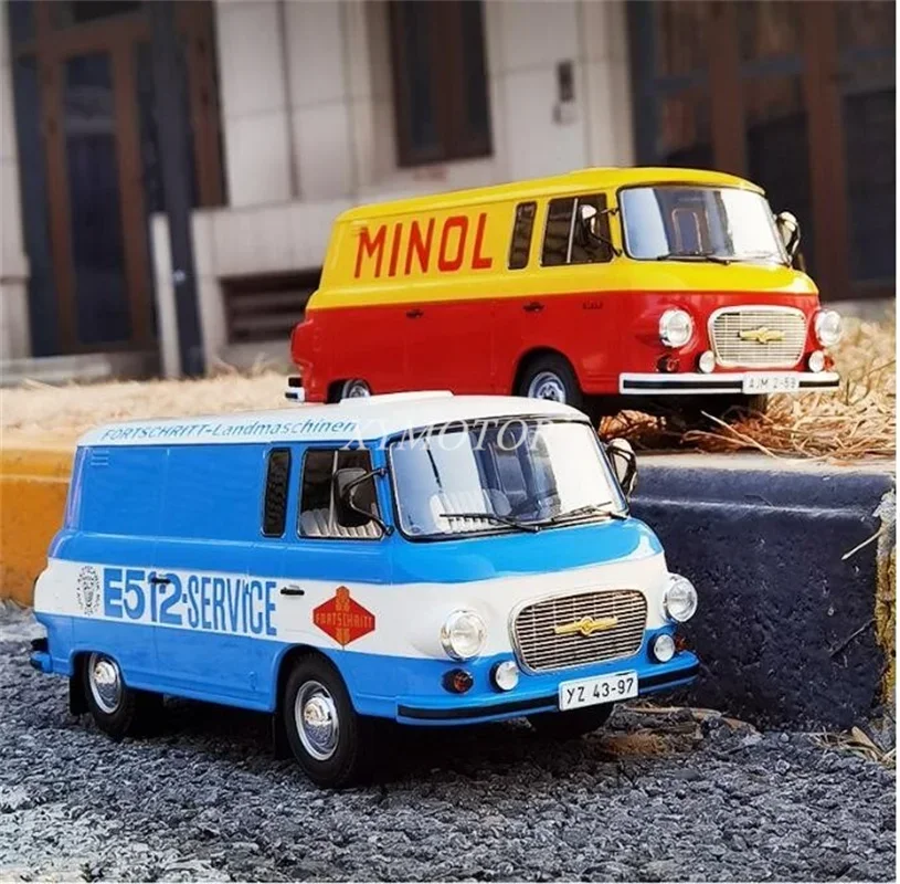 

1:18 для Barkas B 1000 фургон, металлическая литая модель автомобиля, игрушки, подарки, коллекция, красные/синие украшения, дисплей