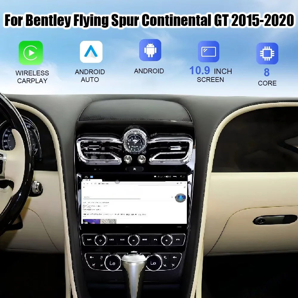 YF android 14 Radio CarPlay Bluetooth GPS Navigation Stereo For Bentley Flying Spur Continental GT 2005-2020 Multimedia Headunit