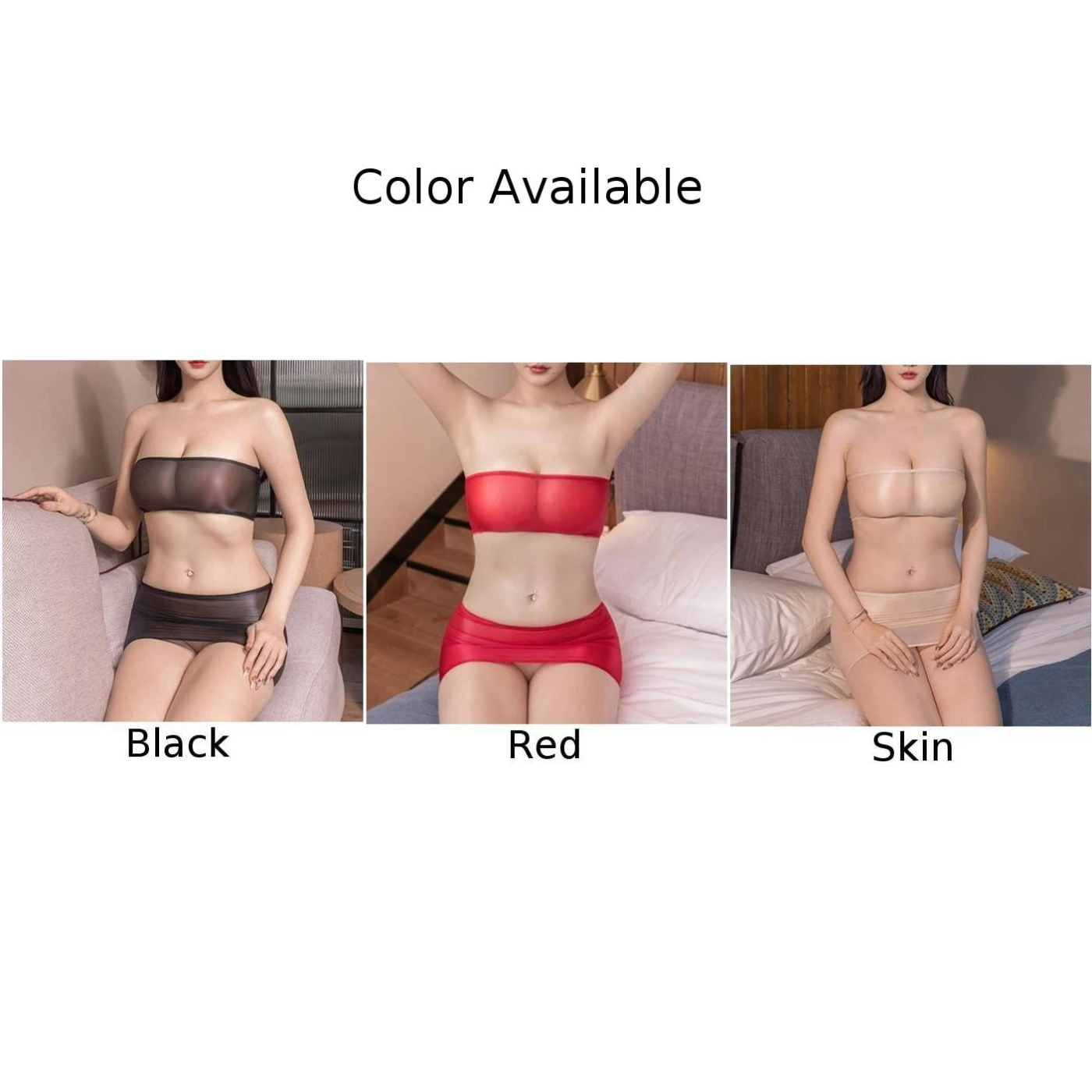 女性のセクシーな光沢のあるチューブトップパンティーオープンクロッチローライズ光沢のあるオイルシースルーパンツ下着高弾性ランジェリー