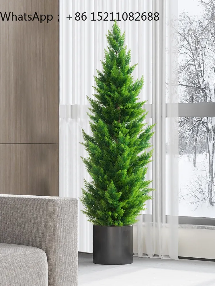 SCY large artificial green plant potted cypress tree small fragrant pine tree Christmas fake tree plant indoor store decoration