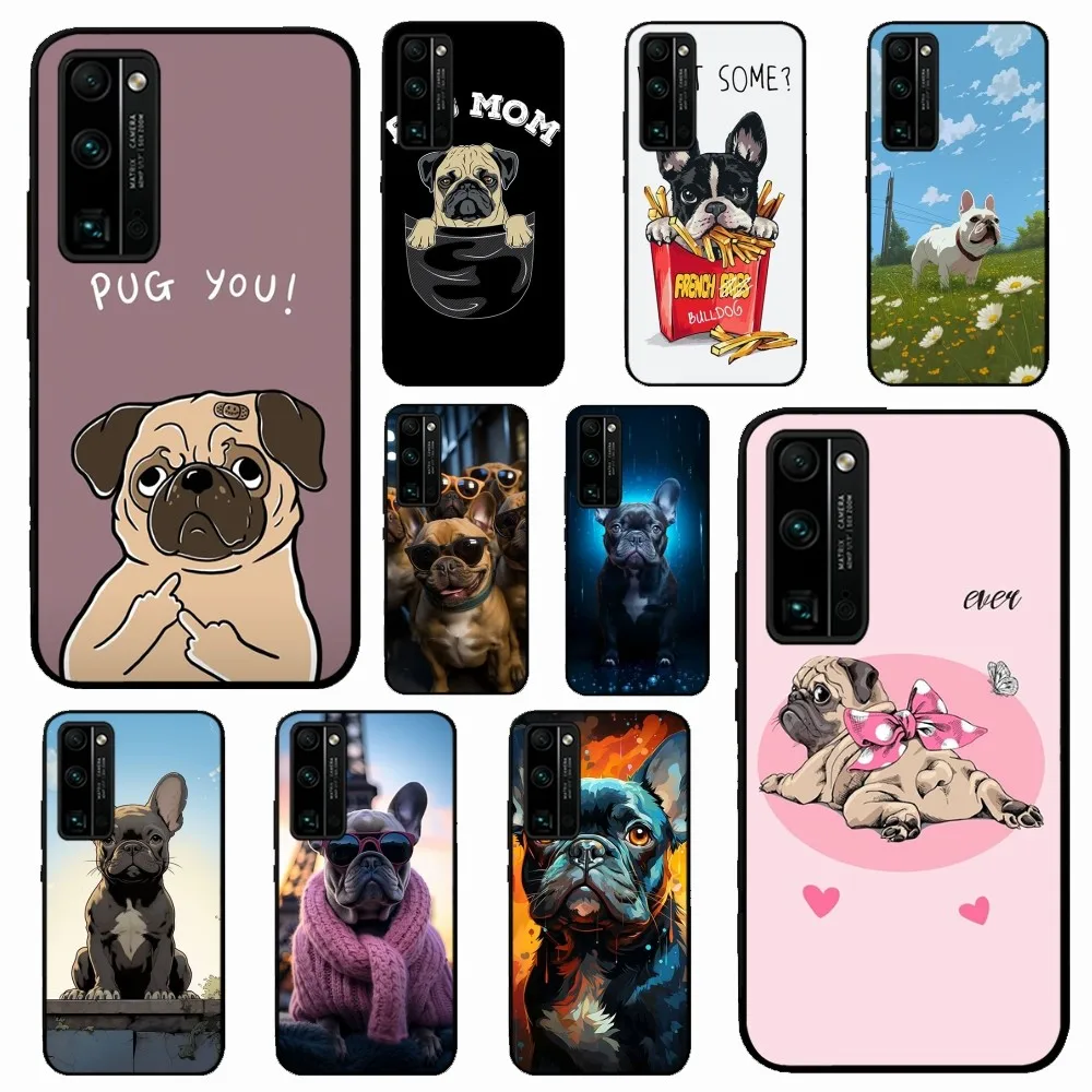 

Pug Dog French Bulldog Phone Case For Huawei Honor 10 Lite 9 20 7A 9X 30 50 60 70 Pro Plus Soft Silicone Cover