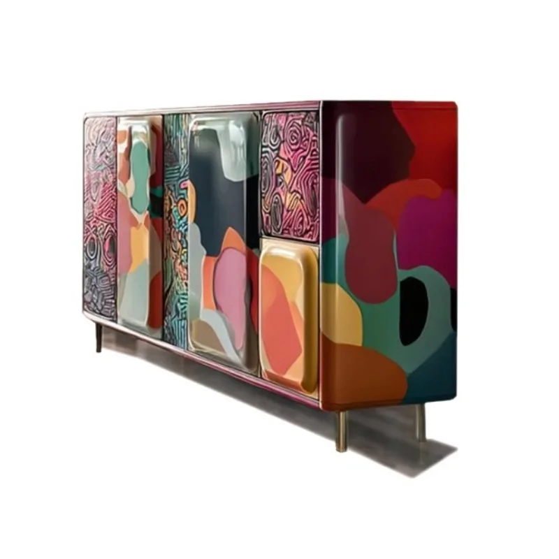 Designer's original design cabinet, color painted entrance cabinet, Pop Art floor cabinet aesthetic furniture