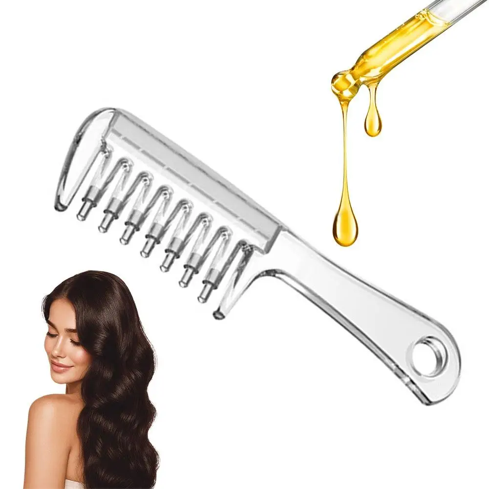 Unisex Transparent Essential Oil Massage Comb Scalp Applicator With Liquid Chamber Anti Hair Loss Root Treatment Syringe Brush