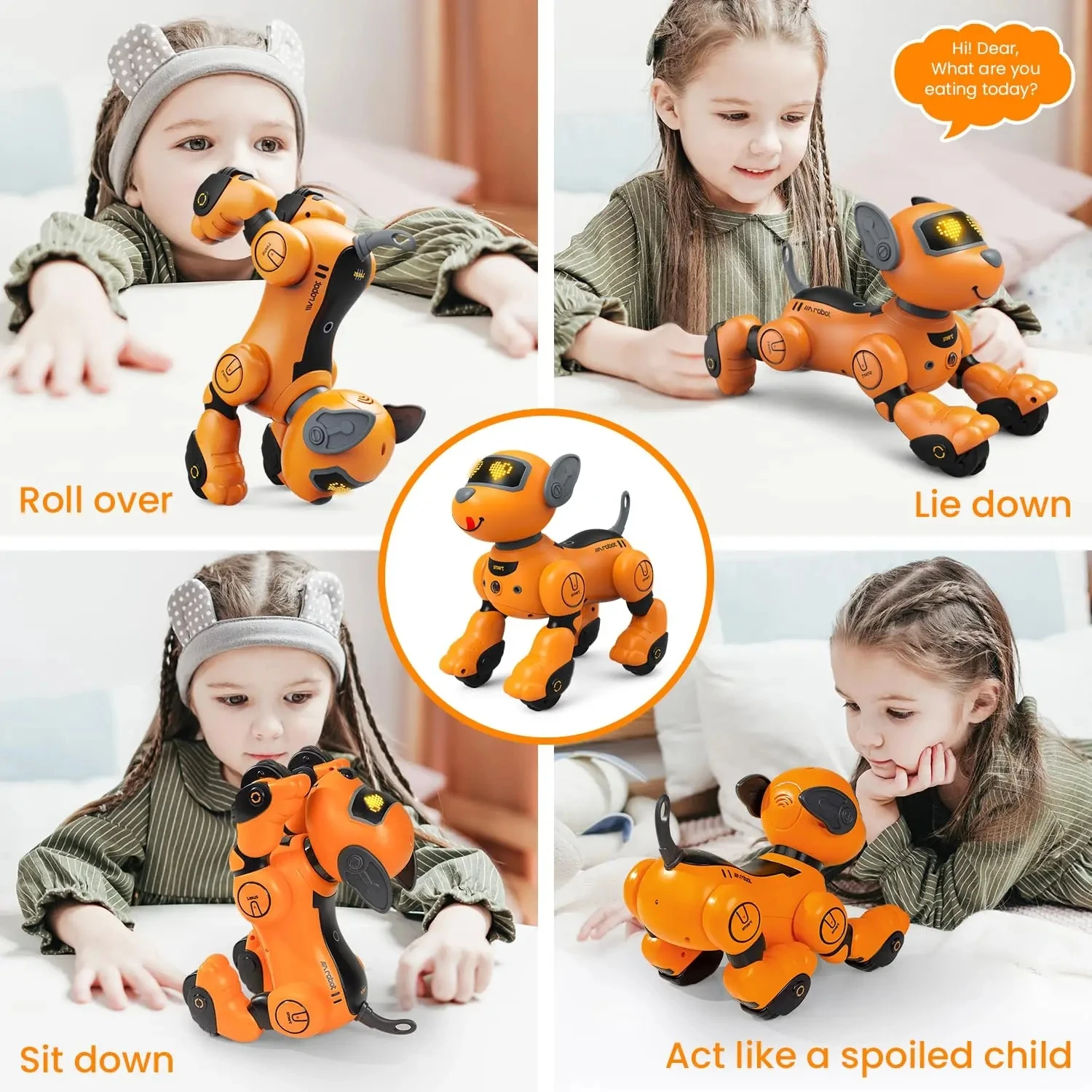 Robot électrique pour animaux de compagnie, chien cascadeur, marche, tactile intelligent, interaction sensible, jouets pour enfants, orange, rose, noir